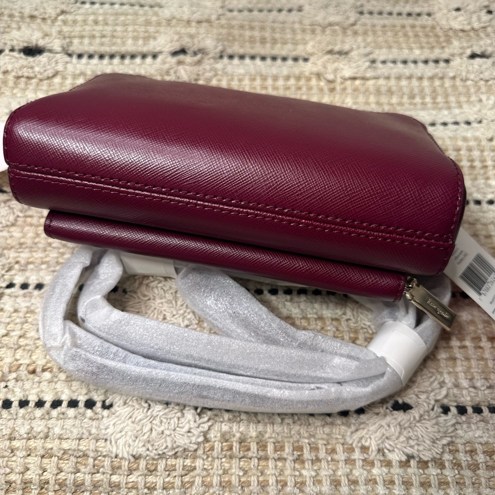 Kate Spade Dual Zip Around Crossbody Blackberry Leather Red WLR00410 NWT $239